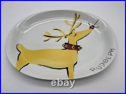 Pottery Barn Rudolph Reindeer Serving Platter Oval RARE