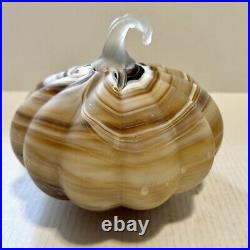 Pottery Barn SWIRLED GLASS PUMPKIN LUMINARY-AMBER COLORS 8.5 WIDE-HALLOWEEN Pottery Barn SWIRLED GLASS PUMPKIN LUMINARY-AMBER COLORS 8.5 WIDE-HALLOWEEN