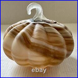 Pottery Barn SWIRLED GLASS PUMPKIN LUMINARY-AMBER COLORS 8.5 WIDE-HALLOWEEN Pottery Barn SWIRLED GLASS PUMPKIN LUMINARY-AMBER COLORS 8.5 WIDE-HALLOWEEN