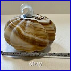 Pottery Barn SWIRLED GLASS PUMPKIN LUMINARY-AMBER COLORS 8.5 WIDE-HALLOWEEN Pottery Barn SWIRLED GLASS PUMPKIN LUMINARY-AMBER COLORS 8.5 WIDE-HALLOWEEN