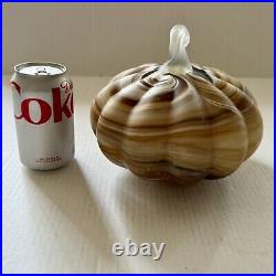 Pottery Barn SWIRLED GLASS PUMPKIN LUMINARY-AMBER COLORS 8.5 WIDE-HALLOWEEN Pottery Barn SWIRLED GLASS PUMPKIN LUMINARY-AMBER COLORS 8.5 WIDE-HALLOWEEN