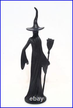 Pottery Barn S/2 Sculpted Bronze Witch Figurines NEW 16 & 10.5 Halloween