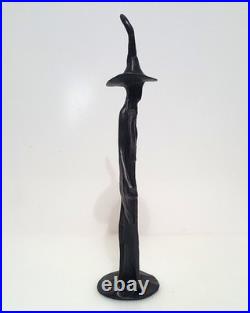 Pottery Barn S/2 Sculpted Bronze Witch Figurines NEW 16 & 10.5 Halloween