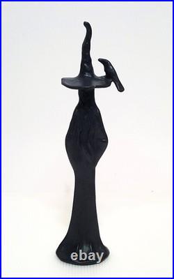 Pottery Barn S/2 Sculpted Bronze Witch Figurines NEW 16 & 10.5 Halloween