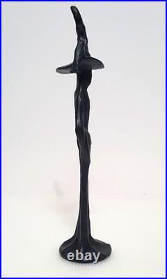 Pottery Barn S/2 Sculpted Bronze Witch Figurines NEW 16 & 10.5 Halloween