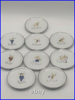 Pottery Barn Santa's Reindeer 4 Snack Plates Coasters Set If 9