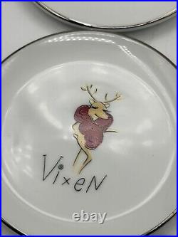 Pottery Barn Santa's Reindeer 4 Snack Plates Coasters Set If 9