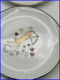 Pottery Barn Santa's Reindeer 4 Snack Plates Coasters Set If 9