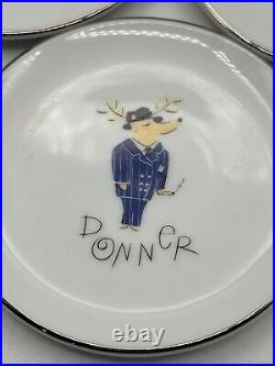 Pottery Barn Santa's Reindeer 4 Snack Plates Coasters Set If 9