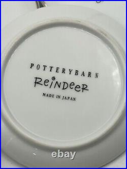 Pottery Barn Santa's Reindeer 4 Snack Plates Coasters Set If 9