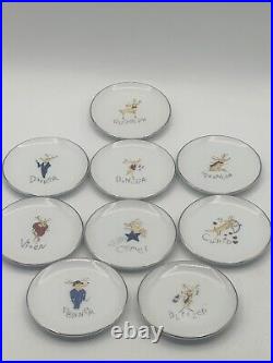 Pottery Barn Santa's Reindeer 4 Snack Plates Coasters Set If 9