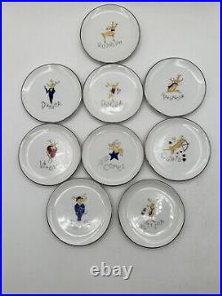 Pottery Barn Santa's Reindeer 4 Snack Plates Coasters Set If 9