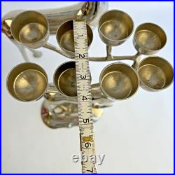 Pottery Barn Silver Plate Reindeer Candelabra Candle Holder Centerpiece Pair