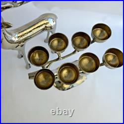 Pottery Barn Silver Plate Reindeer Candelabra Candle Holder Centerpiece Pair