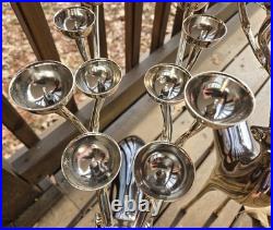 Pottery Barn Silver Plated 10 Pt Reindeer Candelabra Candle Holder 20 Tall Set