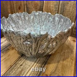 Pottery Barn Skeleton Bones Candy Bowl Silver Aluminum Large 14.5 Halloween