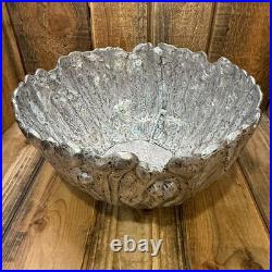 Pottery Barn Skeleton Bones Candy Bowl Silver Aluminum Large 14.5 Halloween