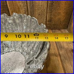 Pottery Barn Skeleton Bones Candy Bowl Silver Aluminum Large 14.5 Halloween