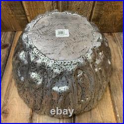Pottery Barn Skeleton Bones Candy Bowl Silver Aluminum Large 14.5 Halloween
