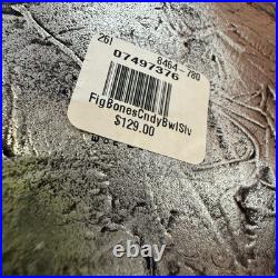 Pottery Barn Skeleton Bones Candy Bowl Silver Aluminum Large 14.5 Halloween