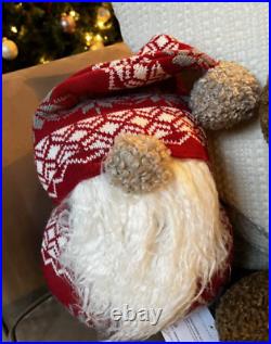 Pottery Barn Sven the Christmas Gnome Shaped Holiday Pillow Decor Red White NWT
