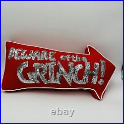 Pottery Barn Teen Dr. Seuss BEWARE OF THE GRINCH Pillow RED Rare