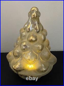Pottery Barn Vintage Lighted Mercury Glass 7 Christmas Tree Gold Silver Table