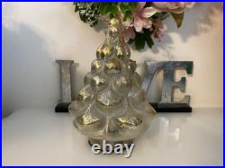 Pottery Barn Vintage Lighted Mercury Glass 7 Christmas Tree Gold Silver Table