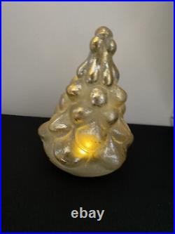 Pottery Barn Vintage Lighted Mercury Glass 7 Christmas Tree Gold Silver Table