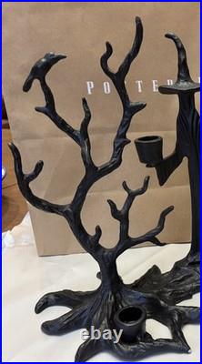 Pottery Barn Witch Halloween Tree Centerpiece Candle Holder Bronze Black