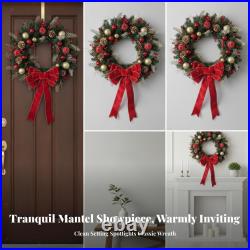Pre-Decorated Christmas Wreath High Quality Christmas Wreath with Bow Festive