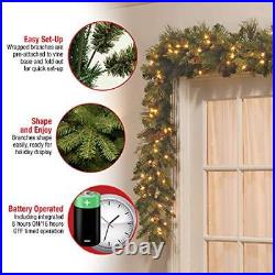 Pre-Lit Artificial Christmas Garland, Green, Carolina Tree Battery Operated