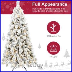 Pre-Lit Artificial Christmas Tree Snow Flocked Design Pine Tree 4/5/6/7/8/9FT Pre-Lit Artificial Christmas Tree Snow Flocked Design Pine Tree 4/5/6/7/8/9FT