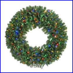 Pre-Lit Artificial Christmas Wreath, Green Fir with Multi-Color LED Lights 60 Pre-Lit Artificial Christmas Wreath, Green Fir with Multi-Color LED Lights 60