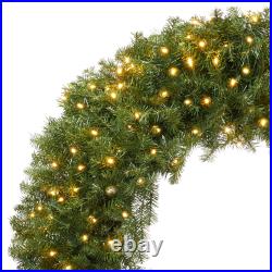 Pre-Lit Artificial Christmas Wreath, Green Fir with White LED Lights Pre-Lit Artificial Christmas Wreath, Green Fir with White LED Lights