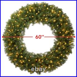 Pre-Lit Artificial Christmas Wreath, Green Fir with White LED Lights Pre-Lit Artificial Christmas Wreath, Green Fir with White LED Lights