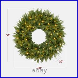 Pre-Lit Cedar Cypress Christmas Realistic Wreath with Twinkling LEDs