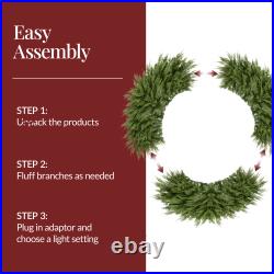 Pre-Lit Cedar Cypress Christmas Realistic Wreath with Twinkling LEDs