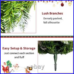 Pre-Lit Christmas 4-Piece Set with LED Garland, Wreath & 2 Entrance Trees
