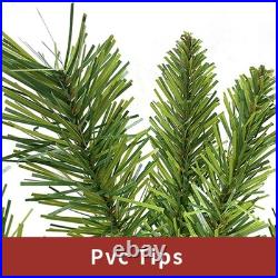 Pre-Lit Christmas 4-Piece Set with LED Garland, Wreath & 2 Entrance Trees