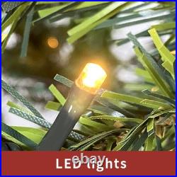 Pre-Lit Christmas 4-Piece Set with LED Garland, Wreath & 2 Entrance Trees