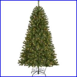 Pre-Lit Christmas Tree Artificial Spruce 6.5 ft Full Branch Tips Lights Seasonal