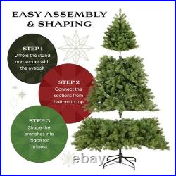 Pre-Lit Christmas Tree Artificial Spruce 6.5 ft Full Branch Tips Lights Seasonal