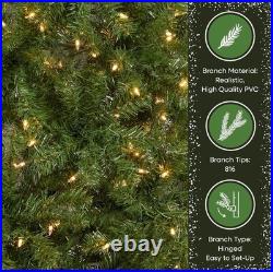 Pre-Lit Christmas Tree Artificial Spruce 6.5 ft Full Branch Tips Lights Seasonal