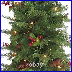 Pre-Lit'Feel Real' Artificial Mini Christmas Tree, Green, Nordic Spruce, Whi