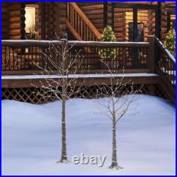 Pre Lit Flocked Artificial Birch Tree Set Of Two, Warm White 1598448 New