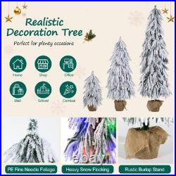 Pre-Lit Flocked Christmas Tree Set of 3,3/4.5/6FT Artificial Tree with LED Light