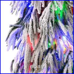 Pre-Lit Flocked Christmas Tree Set of 3,3/4.5/6FT Artificial Tree with LED Light