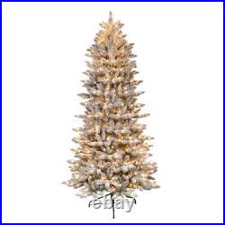 Pre-Lit Flocked Slim Fraser Fir Artificial Christmas Tree