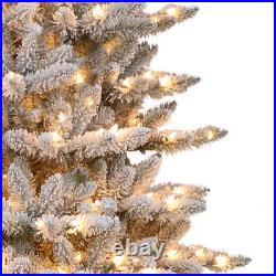 Pre-Lit Flocked Slim Fraser Fir Artificial Christmas Tree